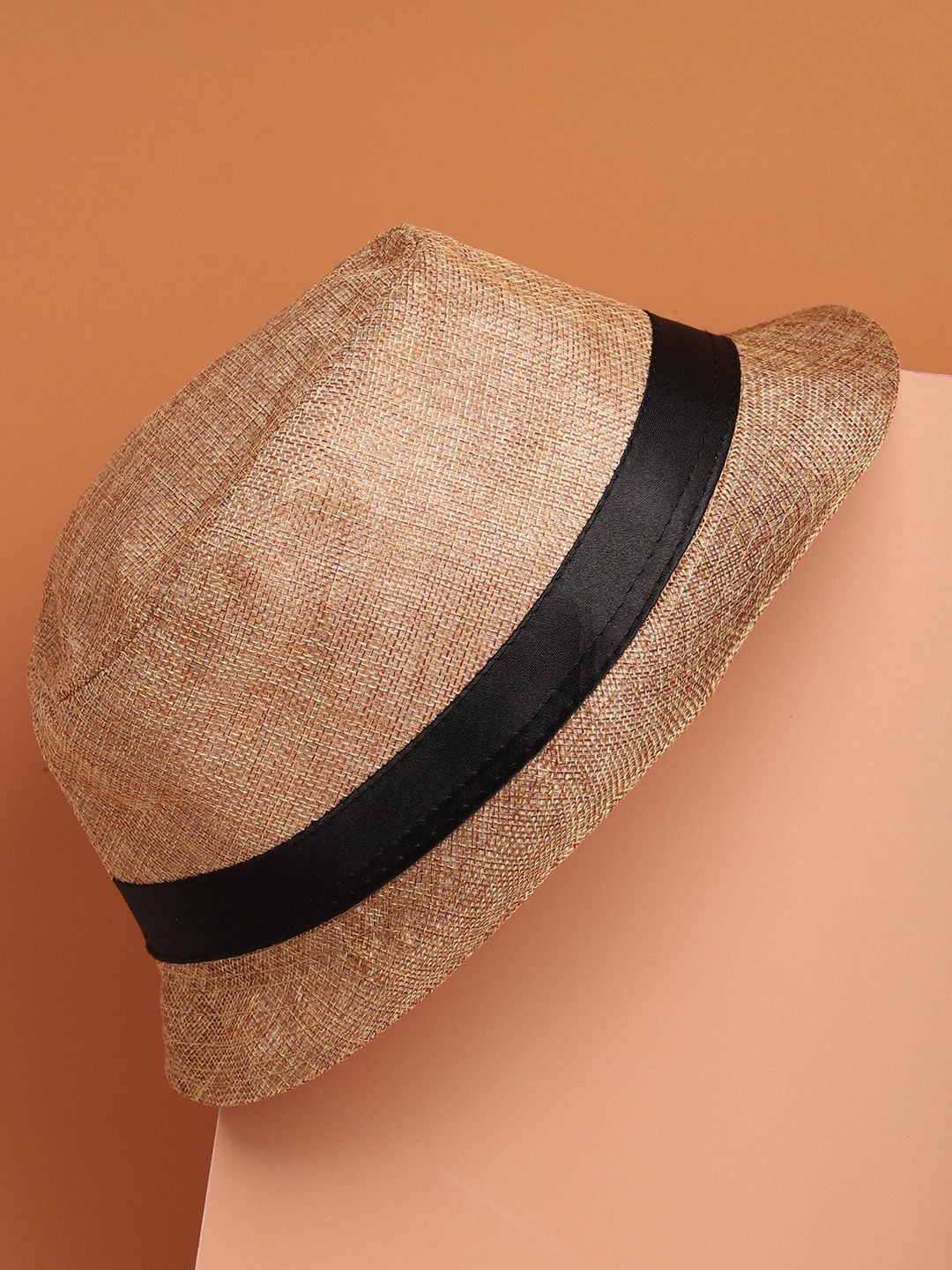 Haute Sauce Unisex Textured Polyester Fedora Hat | Beige - One Size