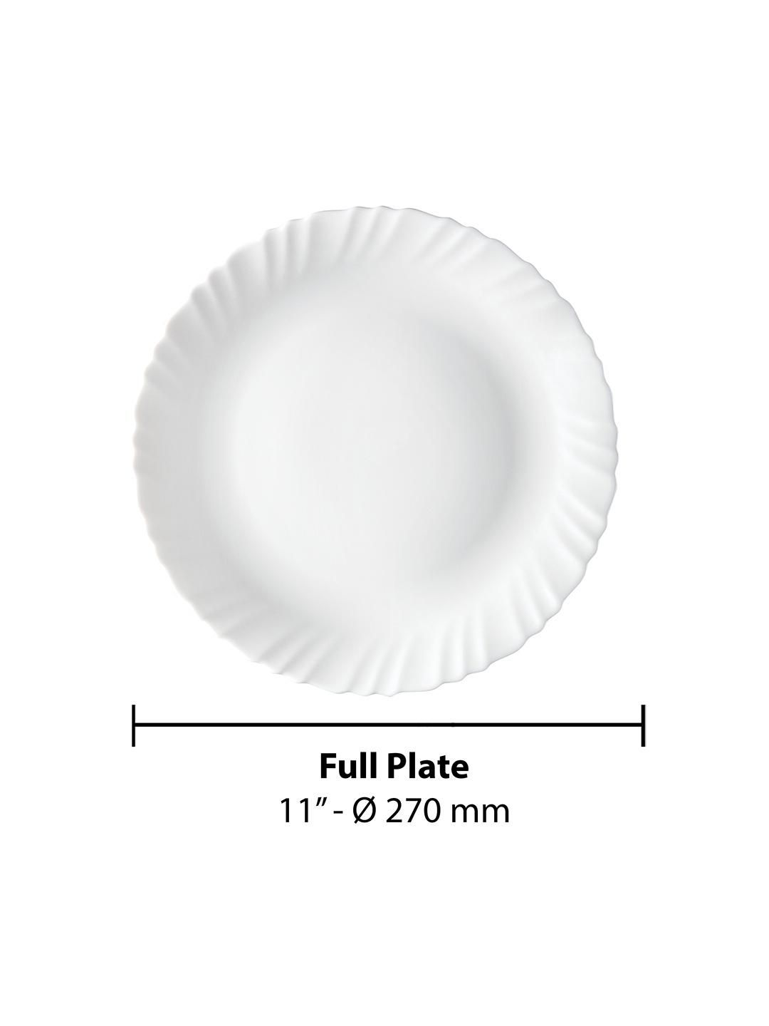Larah By Borosil Opalware 11" Inch Full Plate 6 Pcs Set, White Crockery Set For Daily Use & Gifting, Pack of 1 (6 pieces)