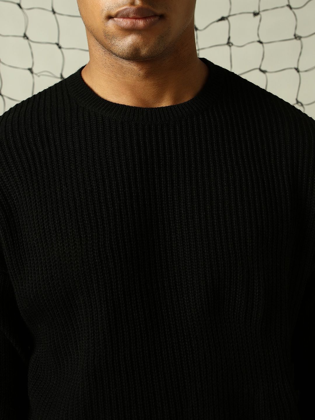 Hubberholme Men's Striped Pullover | Black - M
