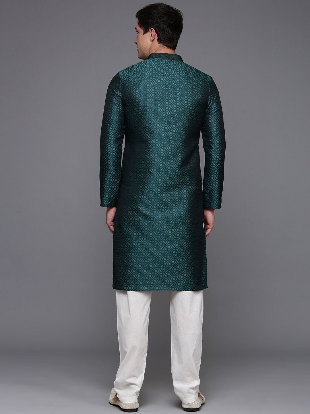 Diwas By Manyavar Green Art Silk Self Design Kurta Set | XXL