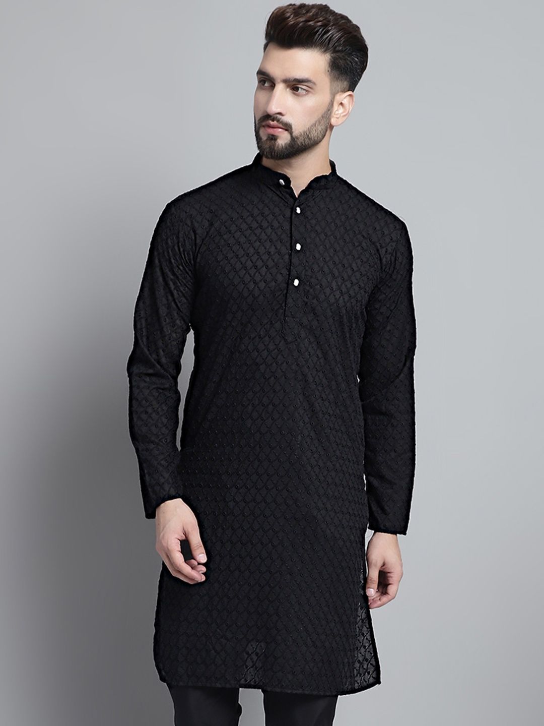 Jompers Men's Kurta | Ko 561 | Black - L