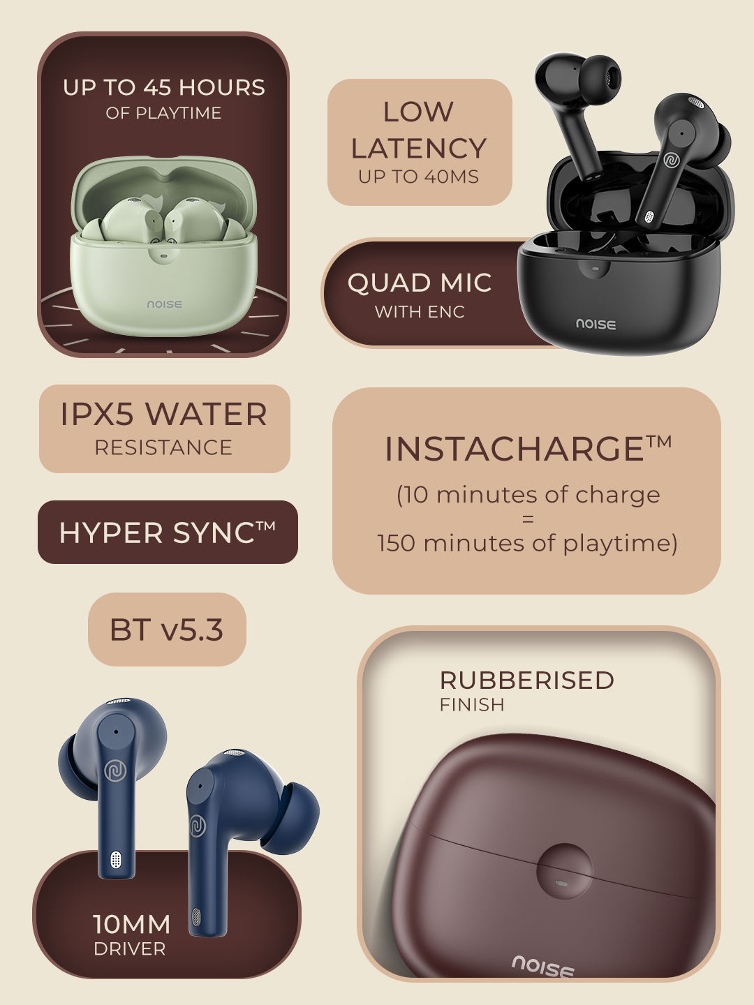 Noise Buds Nero Truly Wireless Bluetooth Earbuds - Deep Wine