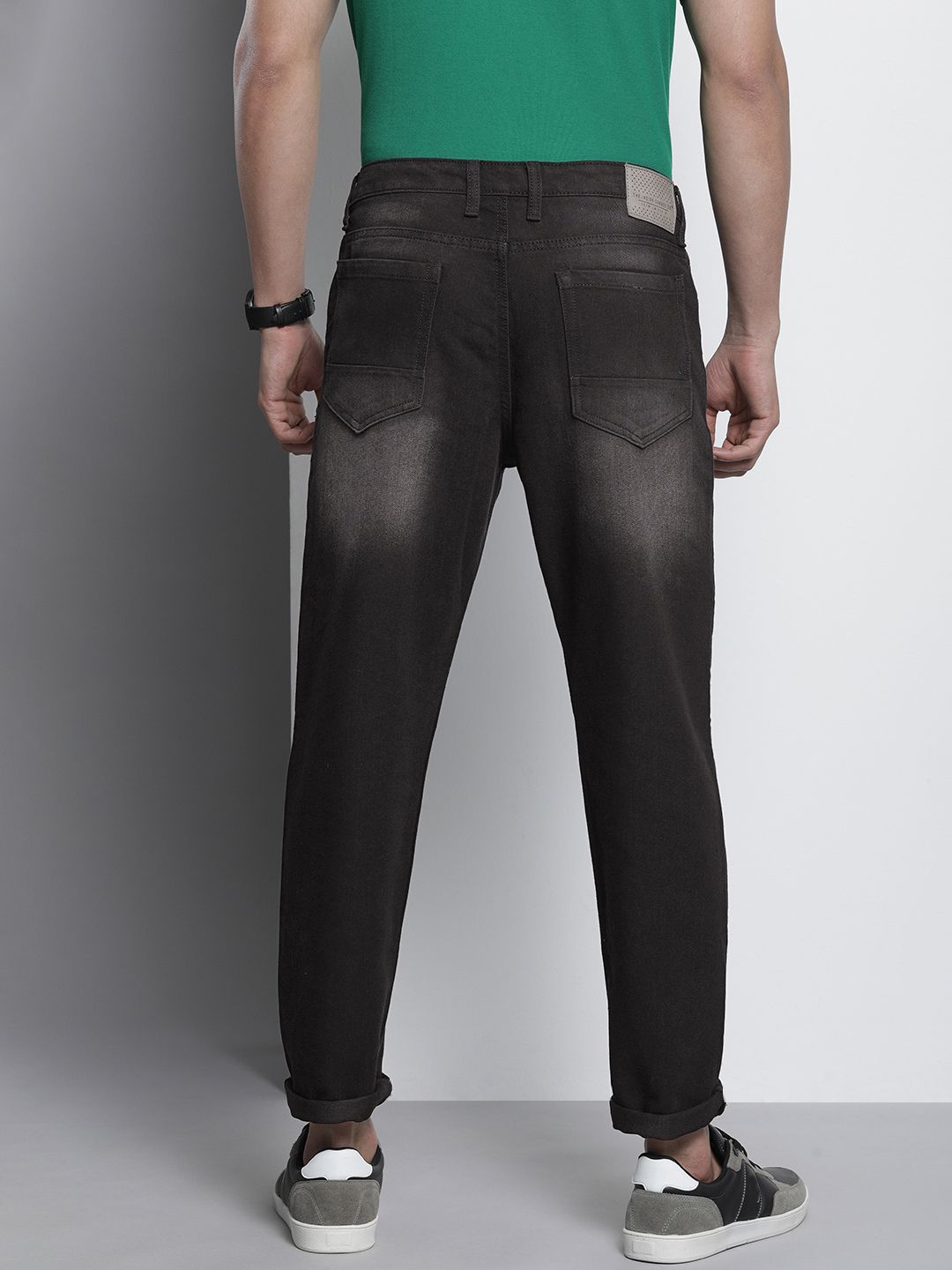 The Indian Garage Co Men's G-131 Dad Fit Solid Casual Jeans | Charcoal Grey | 36