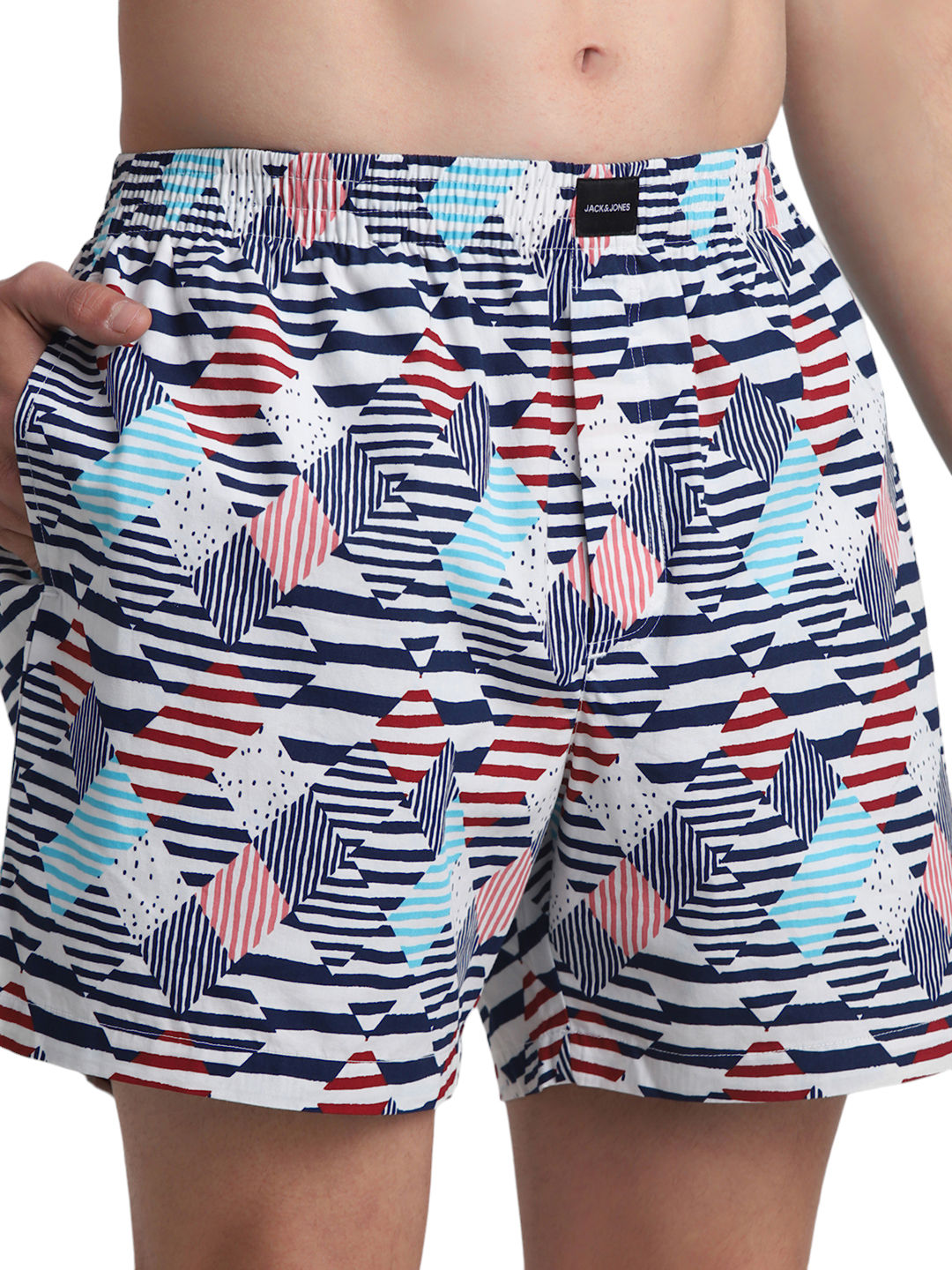JACK & JONES Men's Argile Stripe Boxer | Cloud Dancer - XL