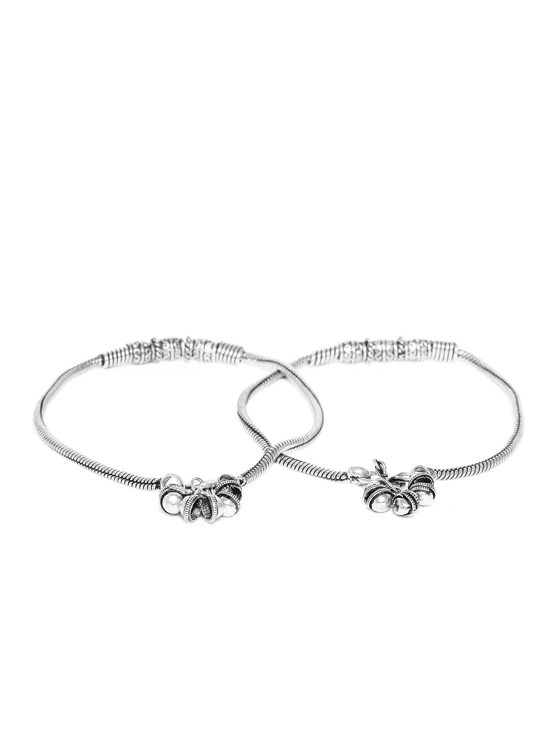 Priyaasi Set of 2 Oxidised Silver Anklets