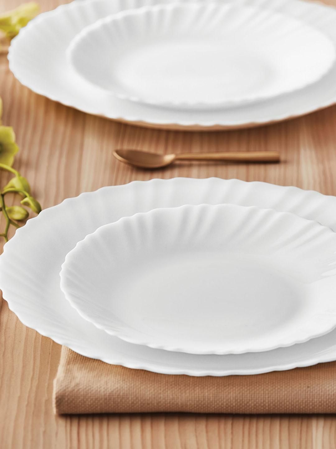Larah By Borosil Opalware 11" Inch Full Plate 6 Pcs Set, White Crockery Set For Daily Use & Gifting, Pack of 1 (6 pieces)