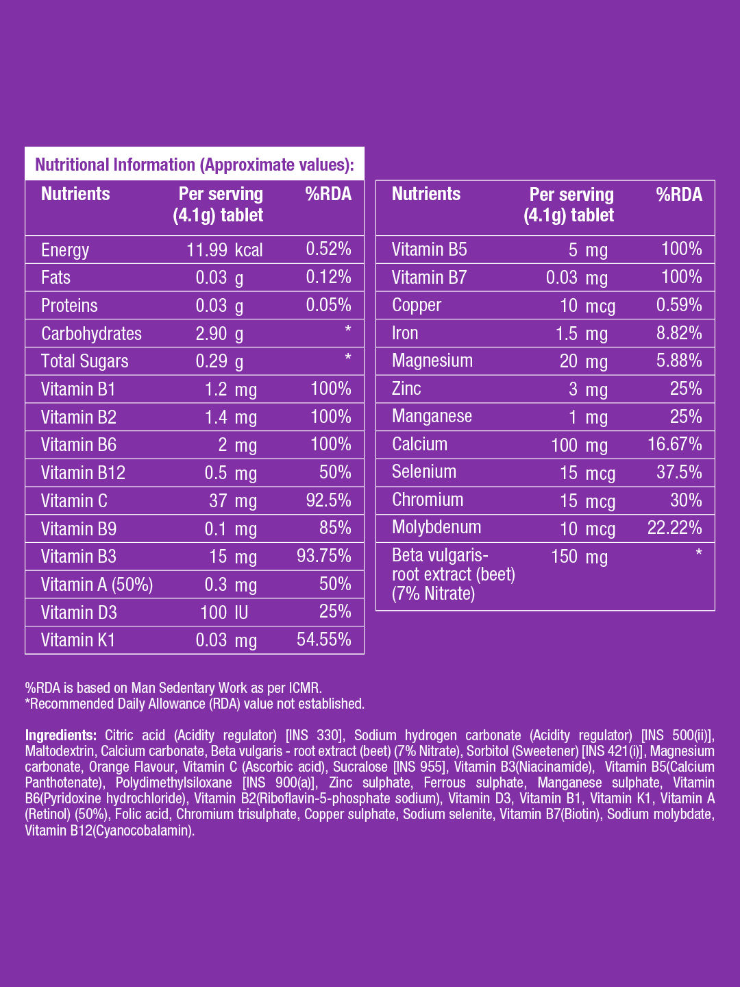 Fast&Up Vitalize - Daily 21 Multivitamins + Minerals + Beetroot - Peach - 20 Days Servings 