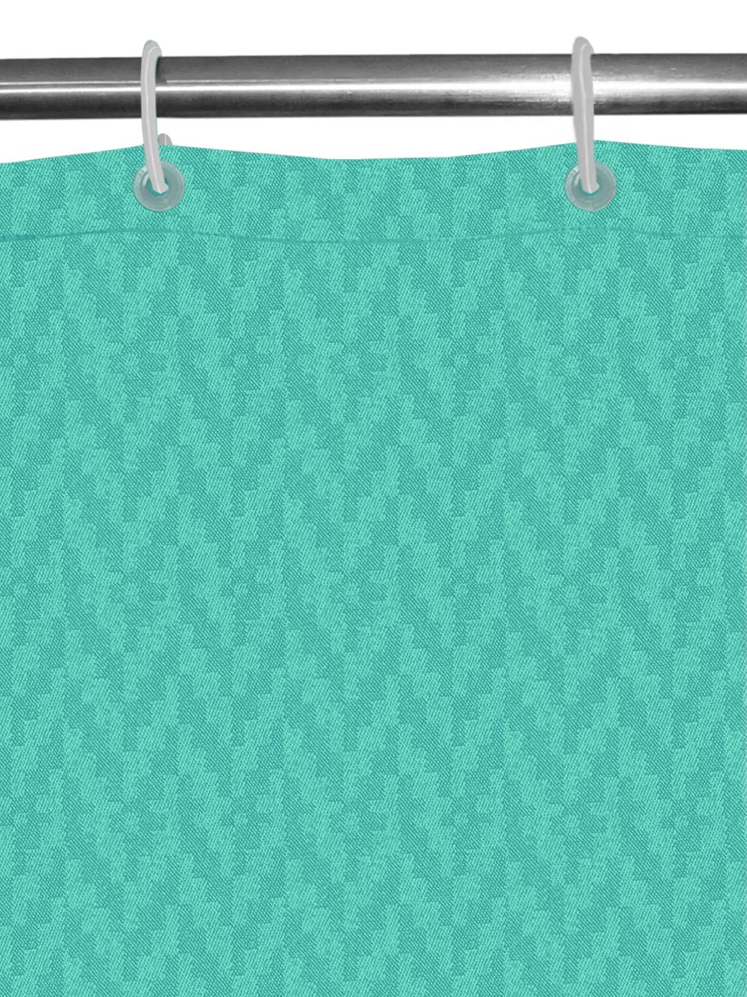 Lushomes Shower Curtain - Green | Zig Zag | 8 Eyelets | 8 C-Hooks | Non-PVC | 120 x 200 cm