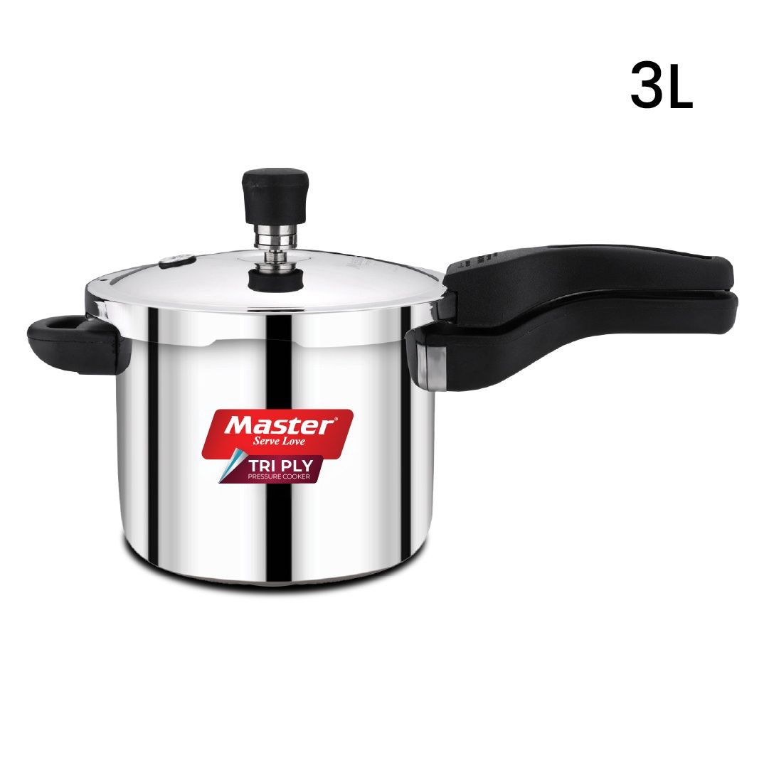 Master Nova Triply Outer Lid Pressure Cooker 3L, Gas And Induction Stove Compatible
