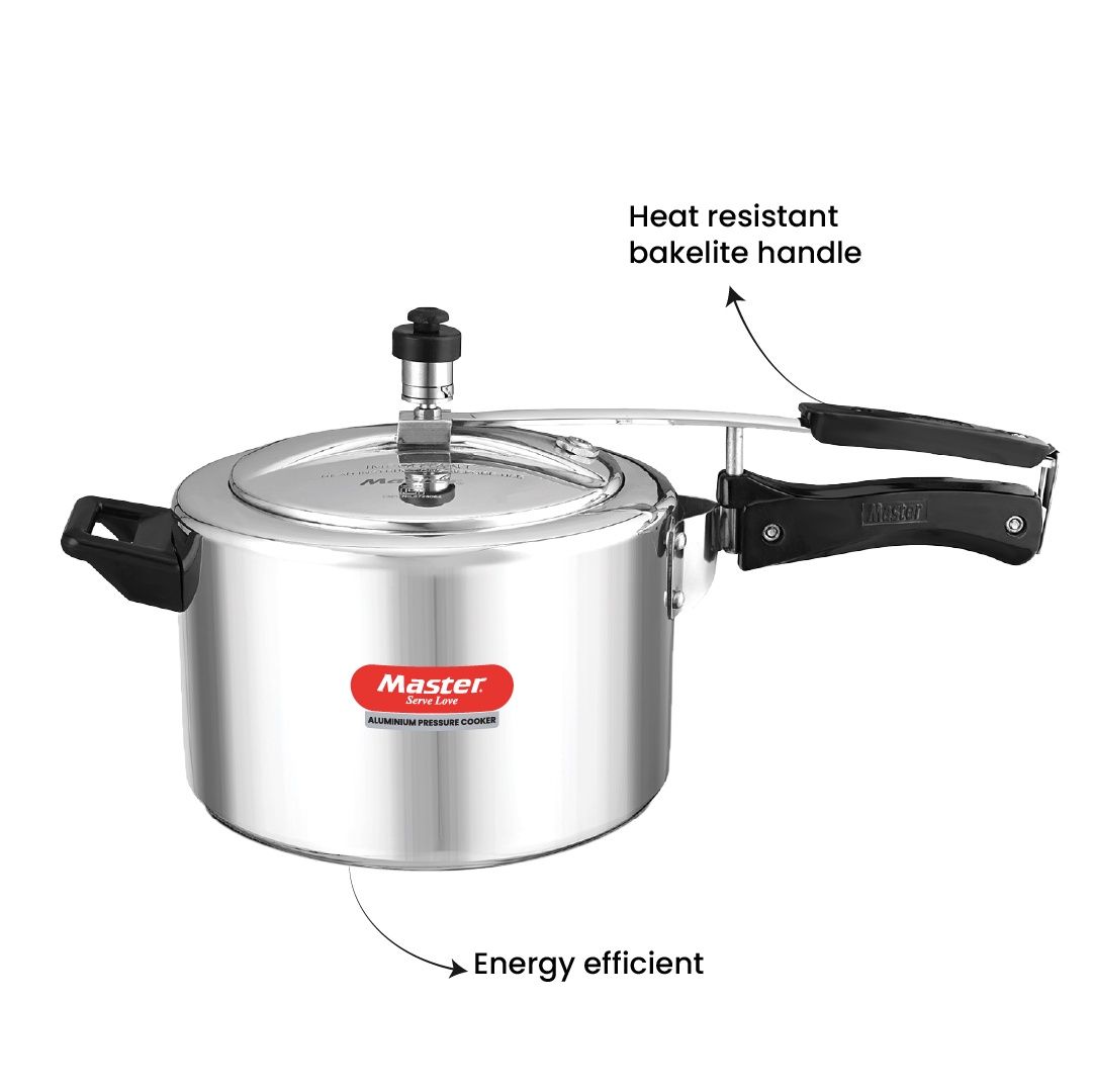 Master Aluminium Inner Lid Pressure Cooker 5L, Gas And Induction Stove Compatible