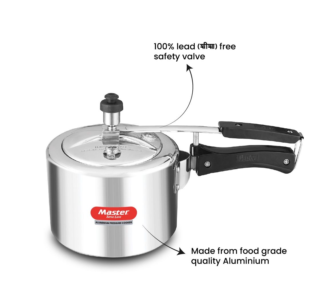 Master Aluminium Inner Lid Pressure Cooker 5L, Gas And Induction Stove Compatible