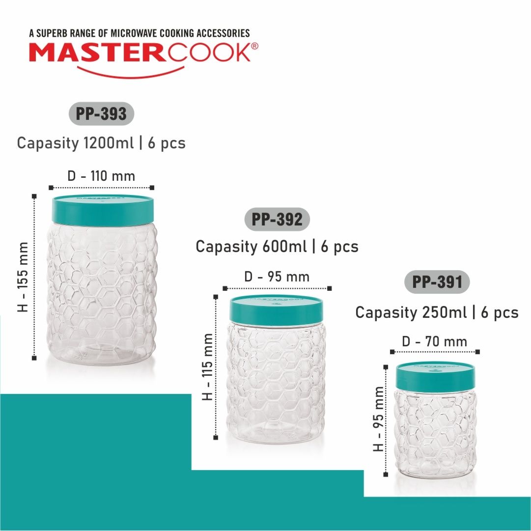 Mastercook Round Bubble Jar 9 pcs Set | Pp 391 | 392 & 393 Pp391 x 3 pcs | 392 x 3 pcs | 393 x 3 pc