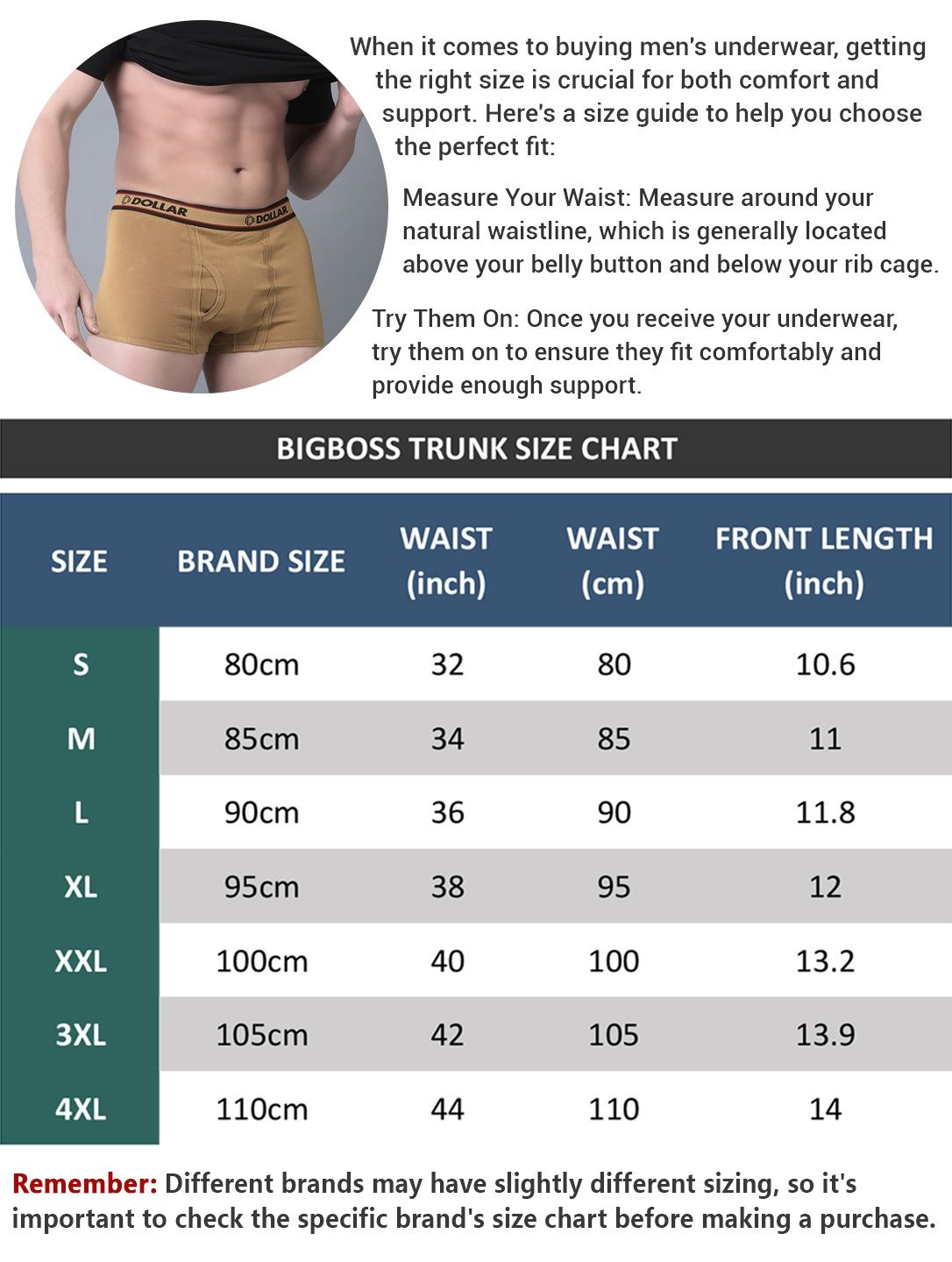 Dollar Bigboss Men's Solid Combed Trunk With Double Pouch Support | Pack Of 2 | Assorted - XXL