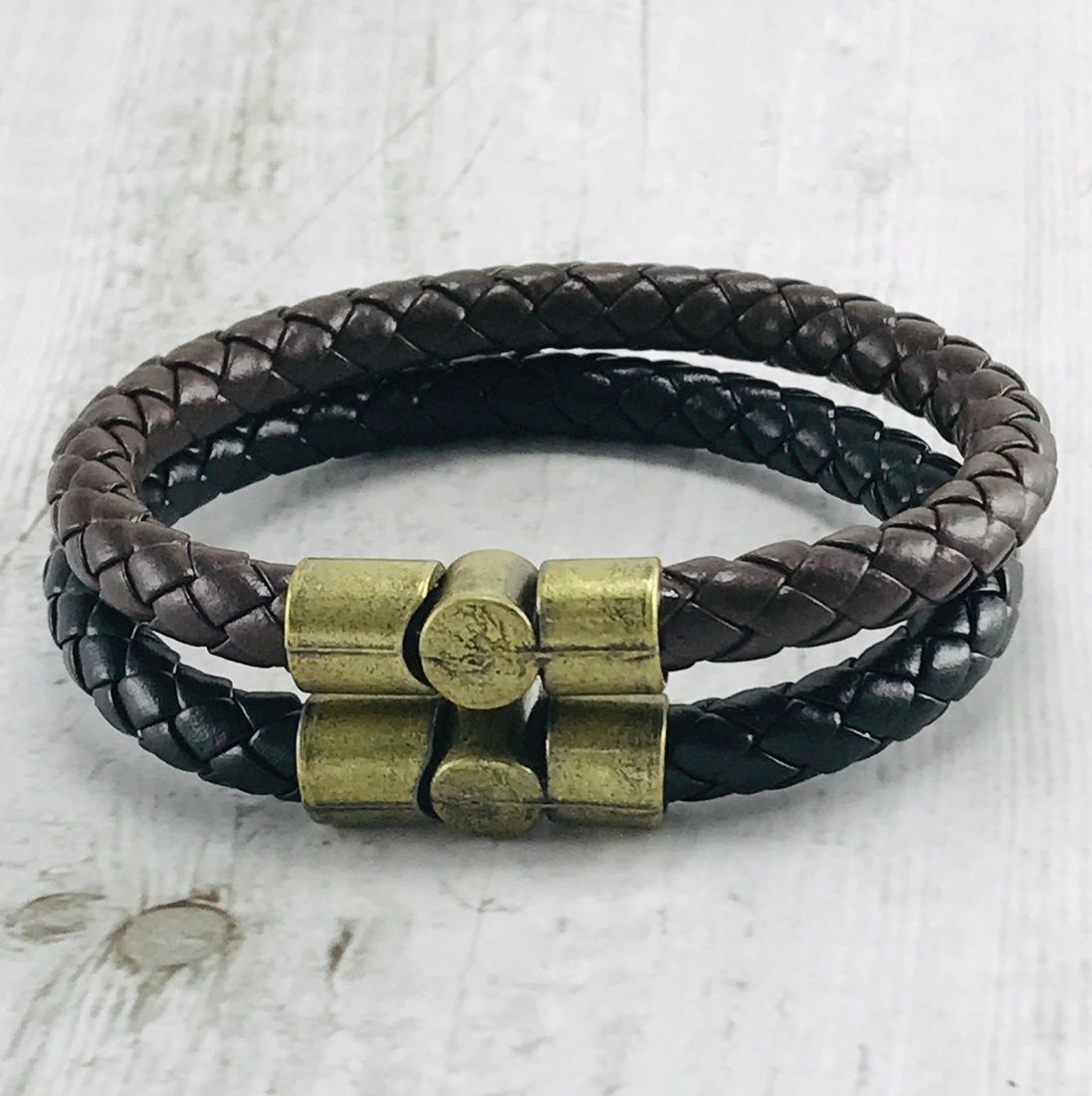 Gullak Leather Braided Band With Magnetic Lock | Pack Of 2