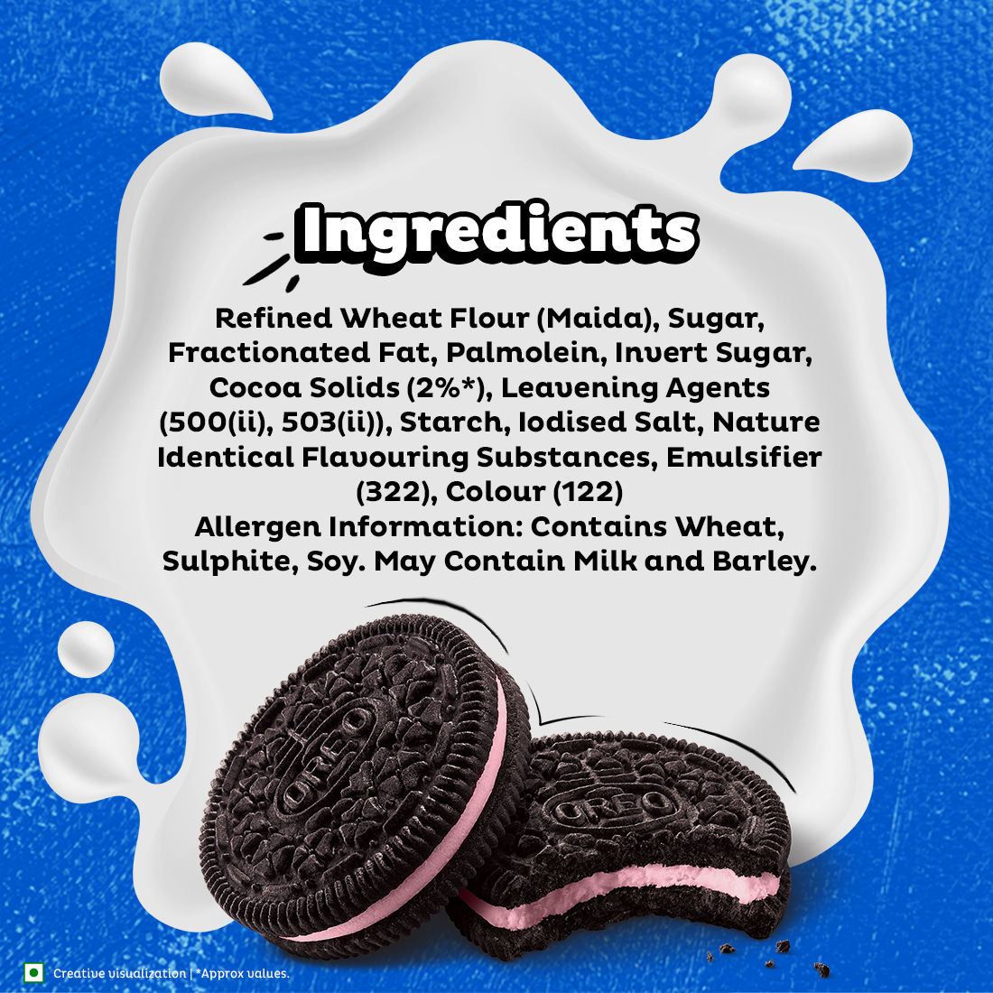 Cadbury Oreo Strawberry Flavour Crème Sandwich Biscuit