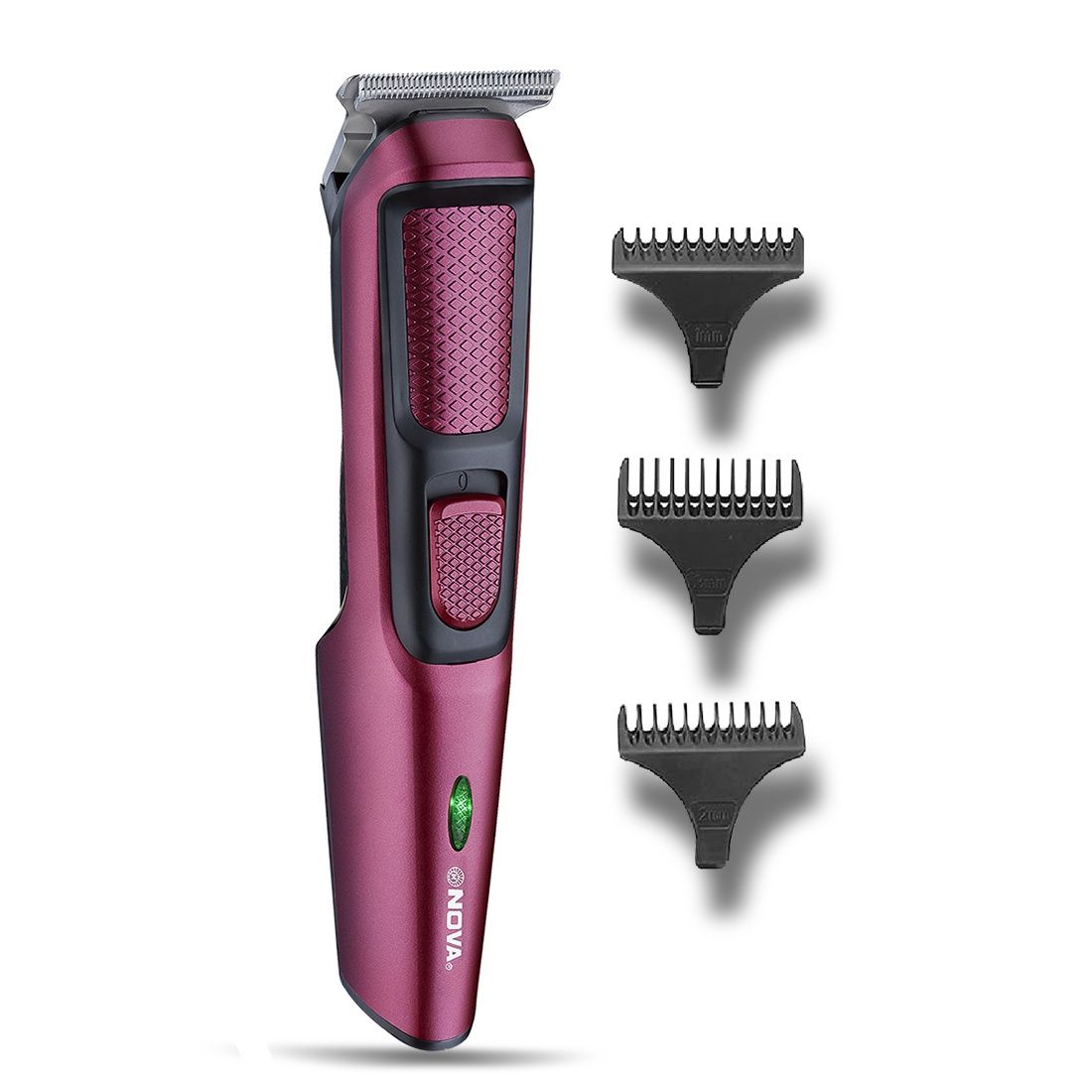 Nova Nht 1134 Trimmer | 120 min Runtime | 4 Length Settings - Black and Maroon