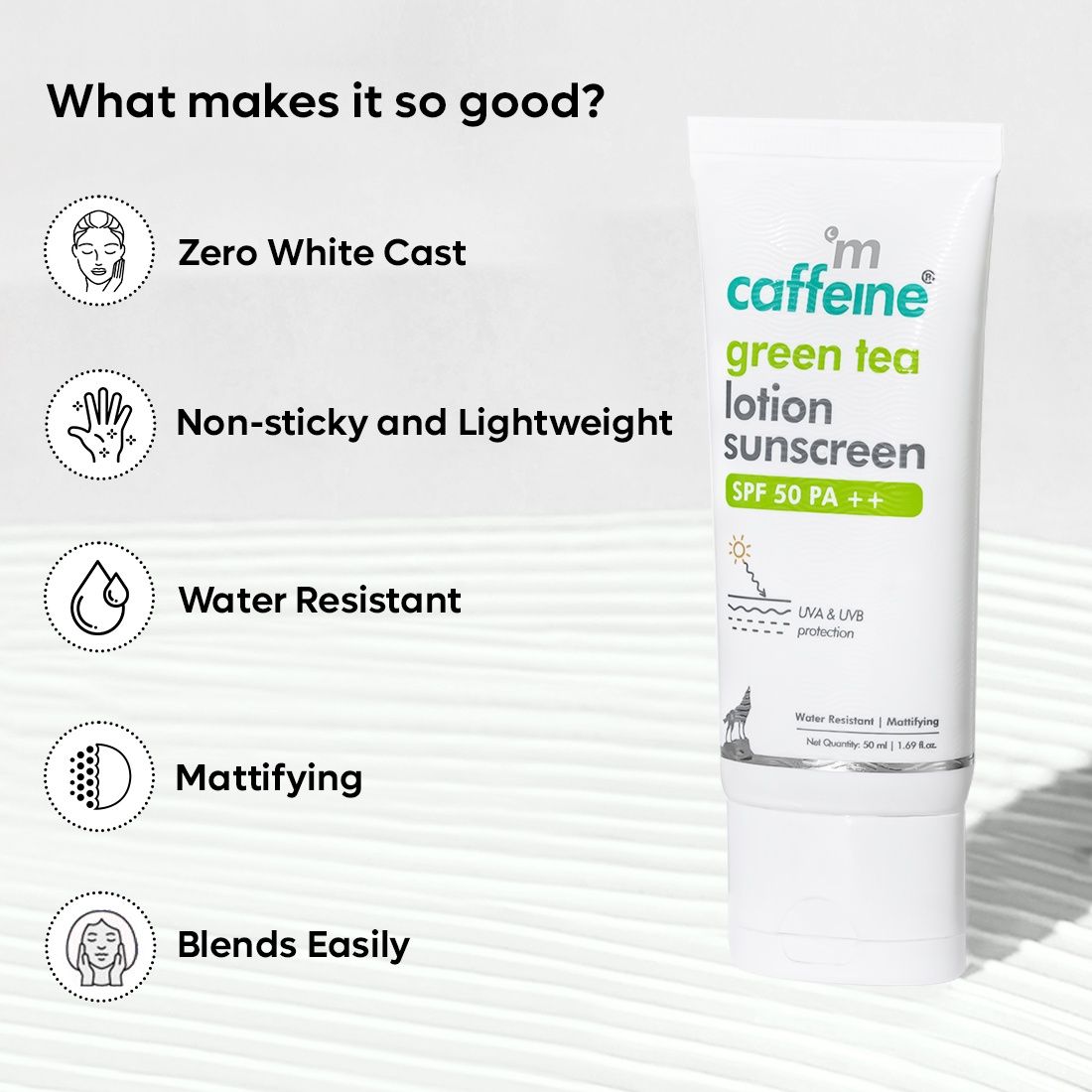 mCaffeine Daily Glow Sunscreen SPF 50 PA++++ With Niacinamide & Green Tea,Uv Protection