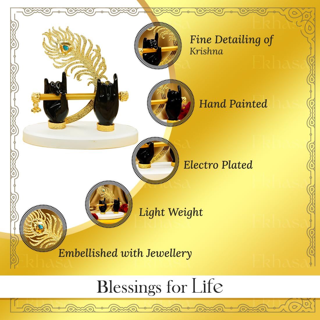 Ekhasa Lord Krishna Hands With Flute Idol | Krishna Flute Hand Statue | Krishnaji Divine Hand Idol