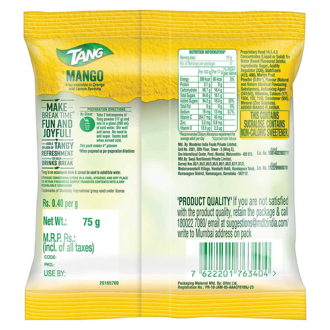 Tang Mango Instant Drink Mix 75 g Combo