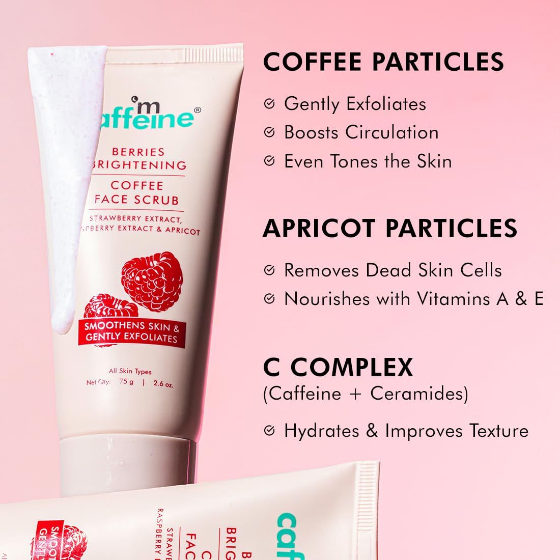 mCaffeine Berries Brightening Coffee Face Scrub | Pack Of 2