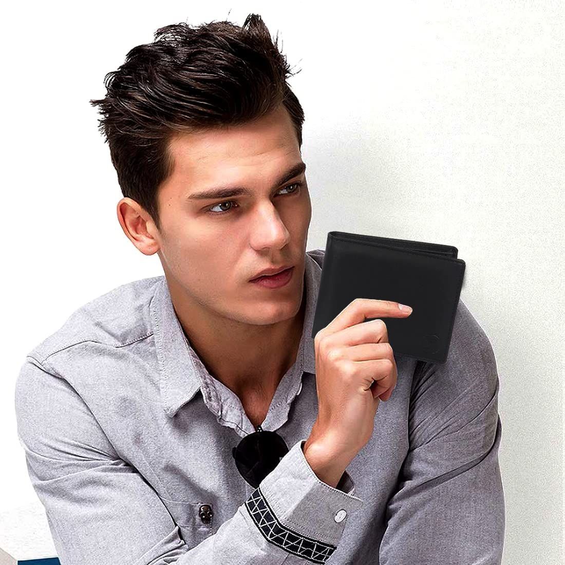 Urban-T Men's Solid Genuine Leather Bi-Fold Wallet | Black - Free Size