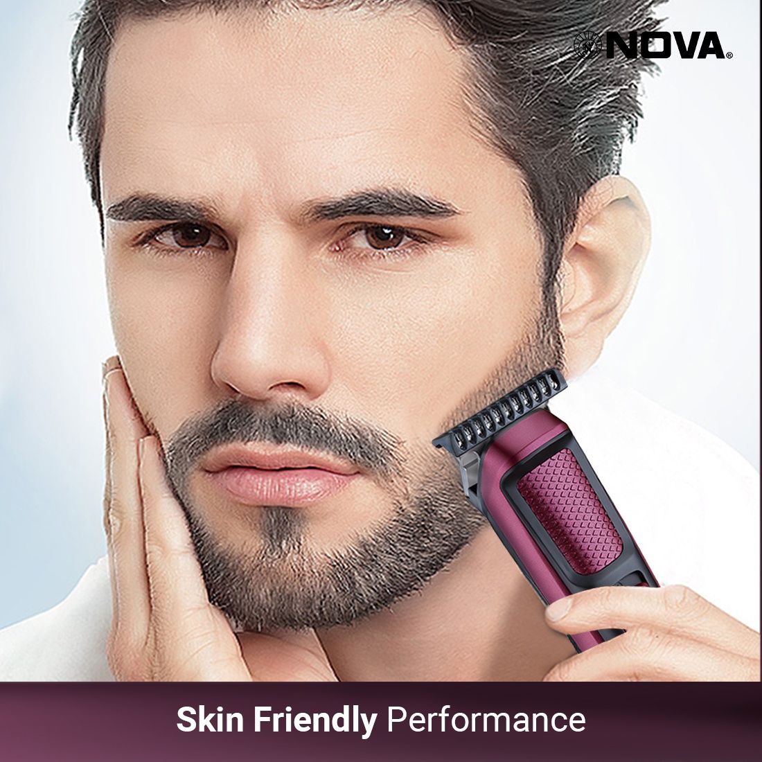Nova Nht 1134 Trimmer | 120 min Runtime | 4 Length Settings - Black and Maroon