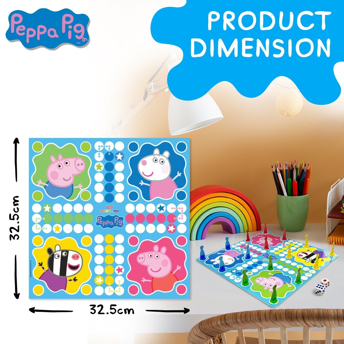 Wembley Peppa Pig Magnetic Ludo Board Game for Kids 2 in 1 Snake and Ladder Indoor Games