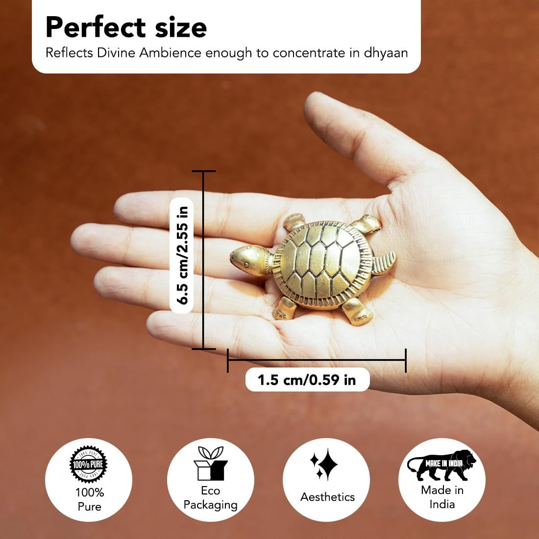 Ekhasa Brass Feng Shui Tortoise For Good Luck | Small Size | Vastu Items For Home For Good Luck
