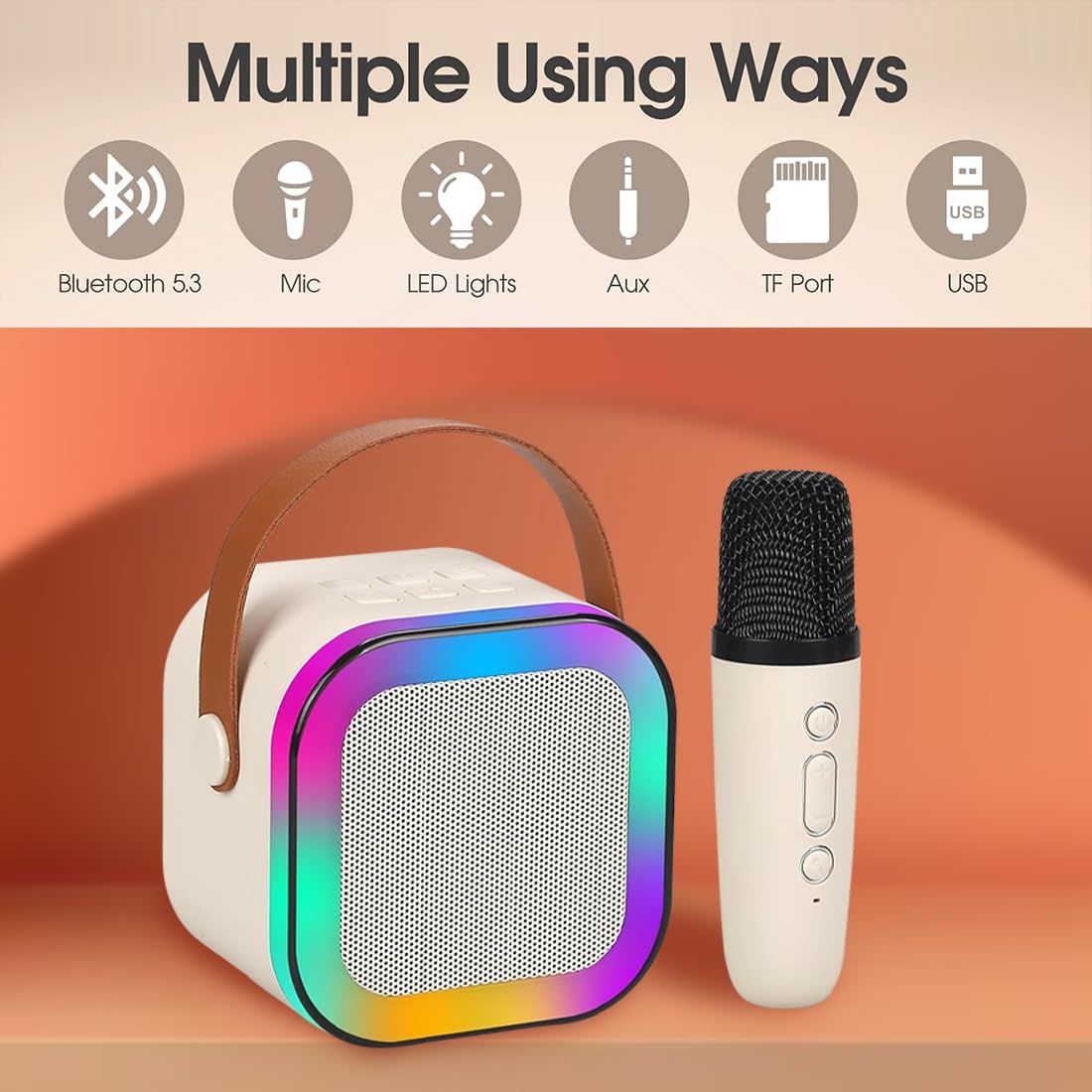 Wembley Mini Portable Bluetooth Karaoke Speaker With Wireless Microphone And Dynamic Lights