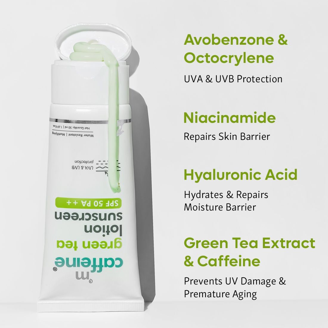 mCaffeine Daily Glow Sunscreen SPF 50 PA++++ With Niacinamide & Green Tea,Uv Protection
