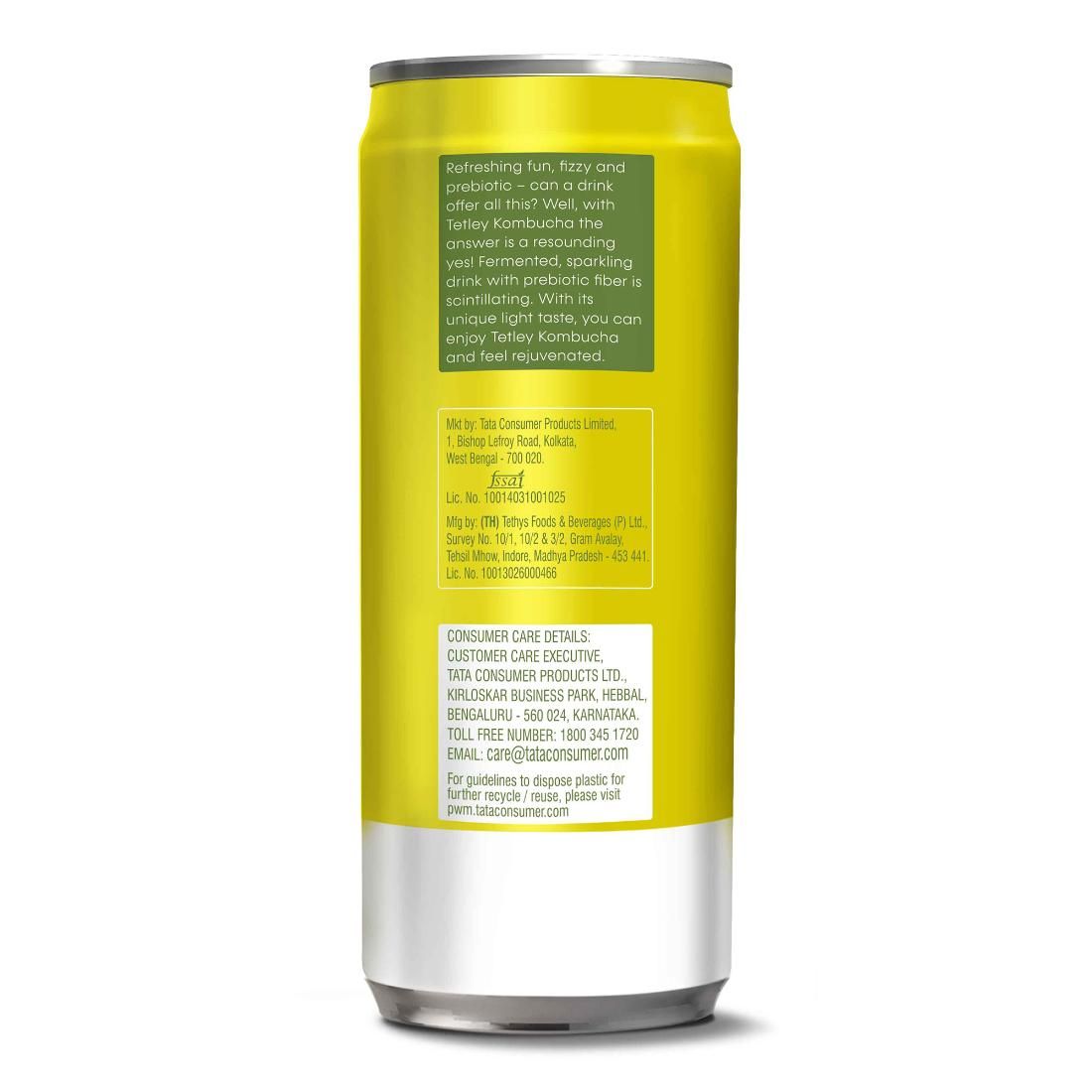 Tetey Kombucha Ginger Lemon Fermented Water Drink With Prebiotic Fibre & No Artificial Flavour 250 ml  X 4 Combo