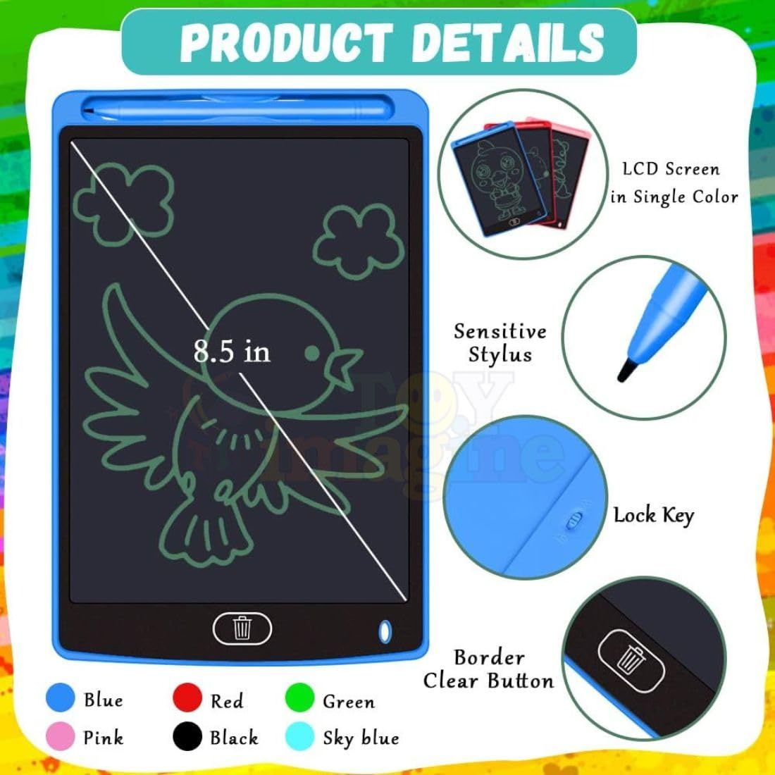 Chrome 8.5" Lcd Writing Tablet For Kids (Colour May Vary)