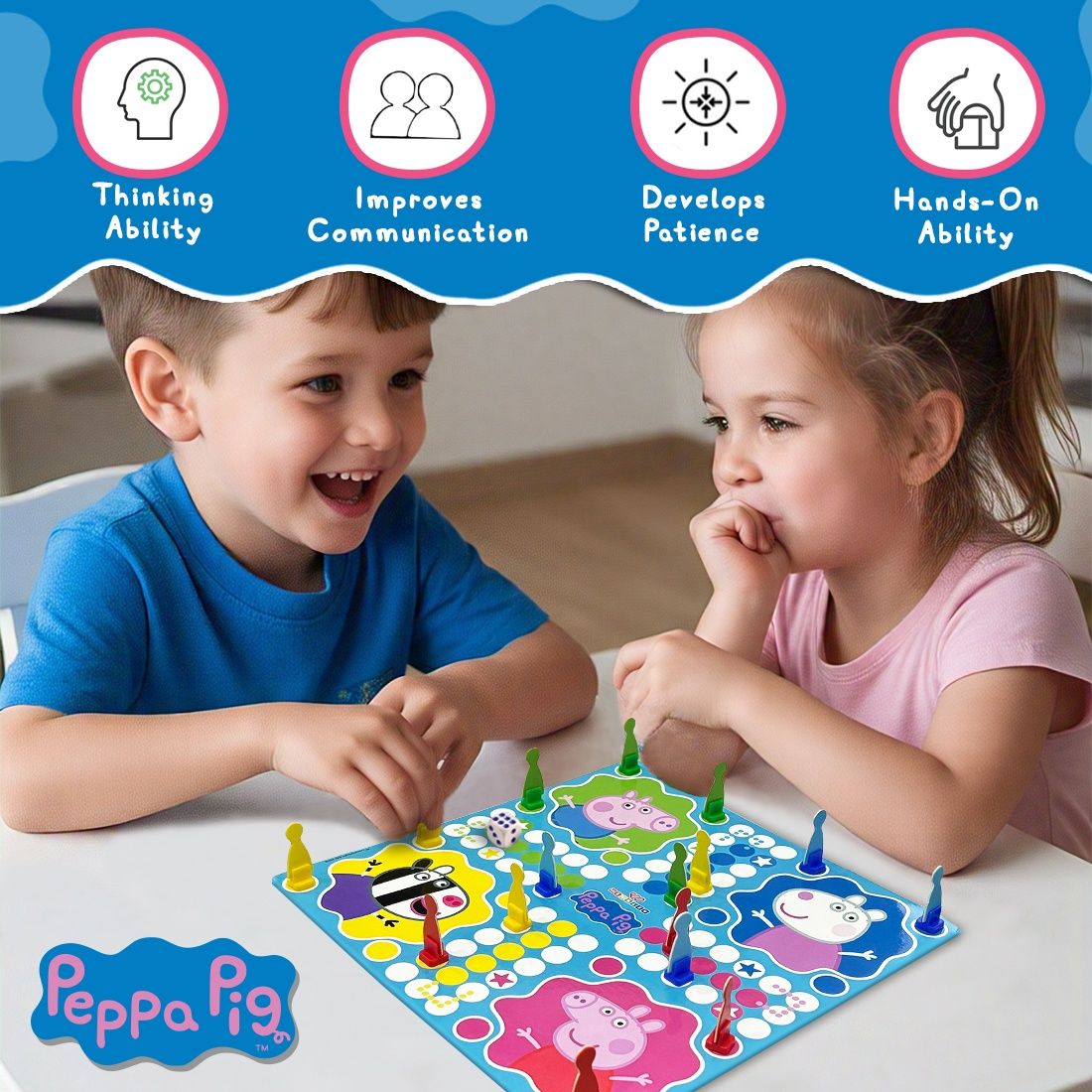 Wembley Peppa Pig Magnetic Ludo Board Game for Kids 2 in 1 Snake and Ladder Indoor Games