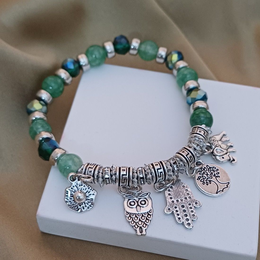 Gullak Glass Beads Metal Charms Bracelet Assorted Colours