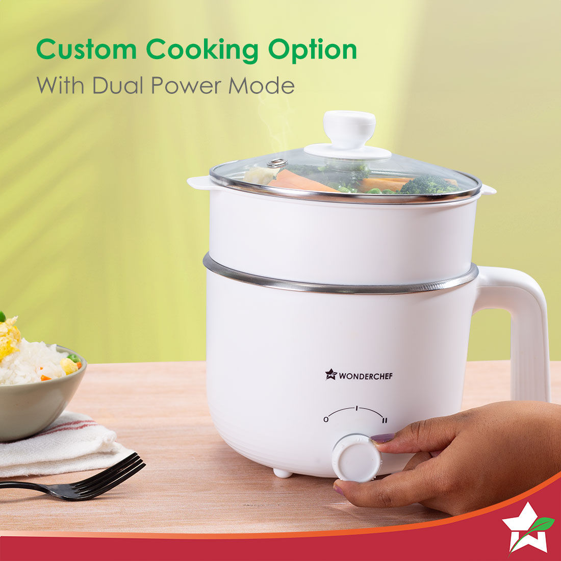Wonderchef Luxe Multi Cook Kettle 1.2 L, 600W, Ivory