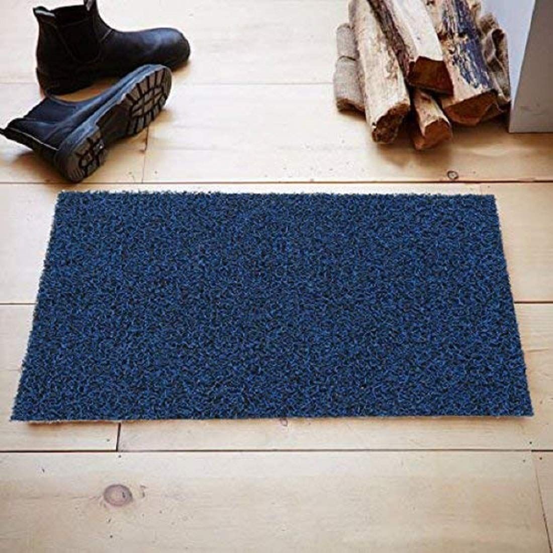 Kuber Industries PVC Door Mat 24"x16" Rectangular | Durable & Non-Slip | Blue | Pack of 1