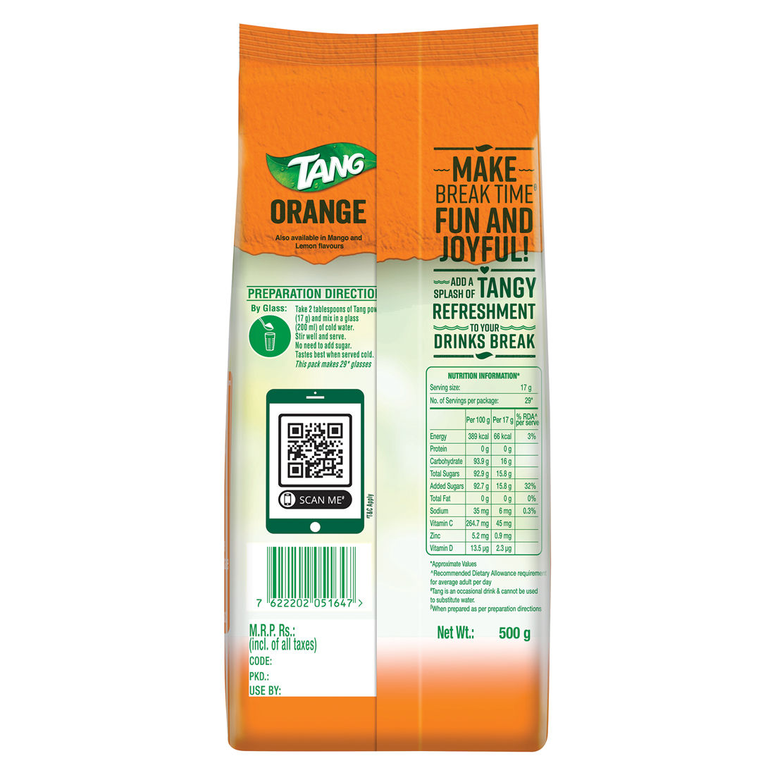 Mccain Smiles(415gms) & Tang Orange Instant Drink Mix(500gms) Combo
