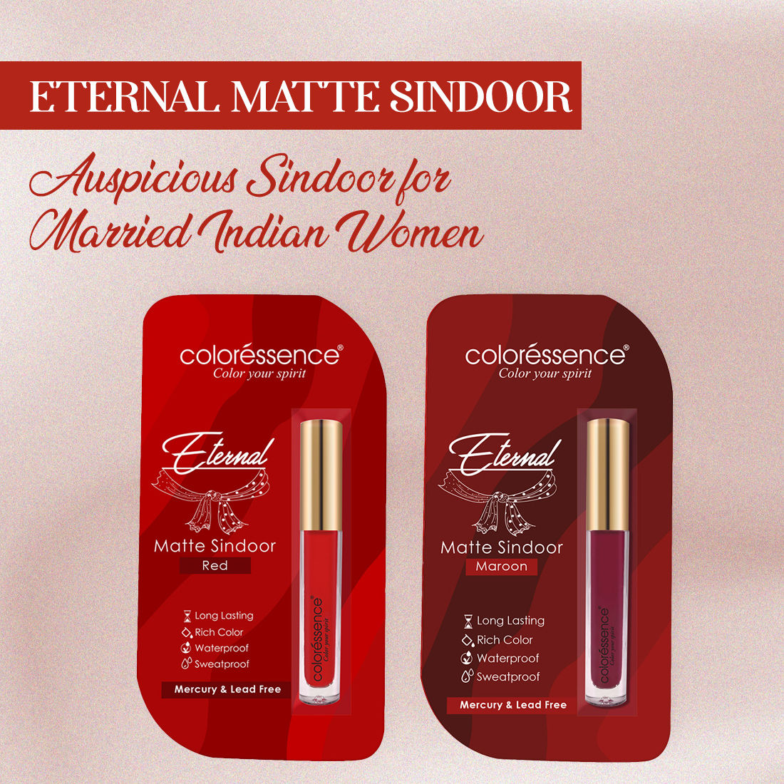 Coloressence Eternal Matte Sindoor | Bright Pigment | Quick Drying - Red