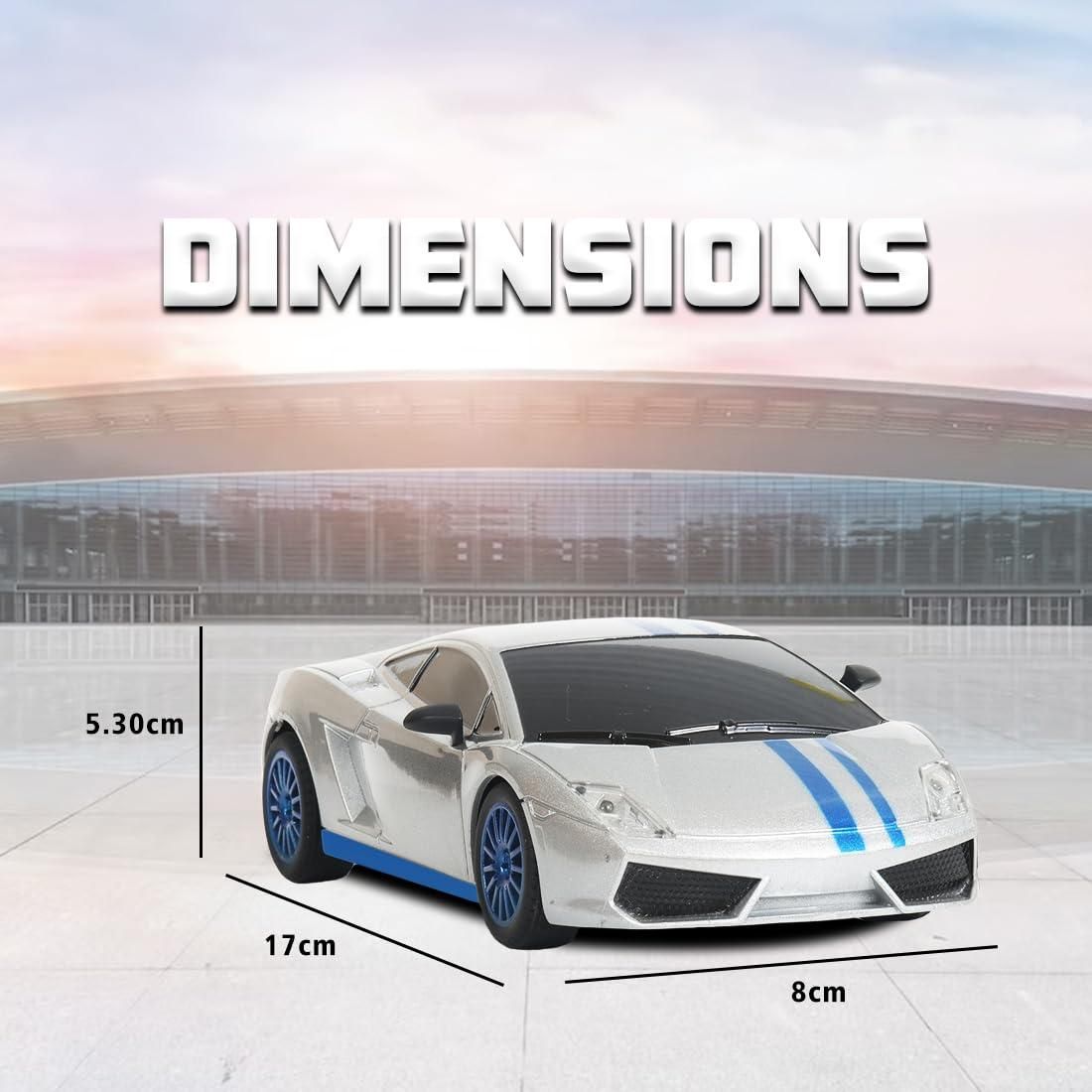 Wembley Remote Control Car 1:24 Scale Type-C Usb Rechargeable Racing Rc Car For Kids-Silver & Blue