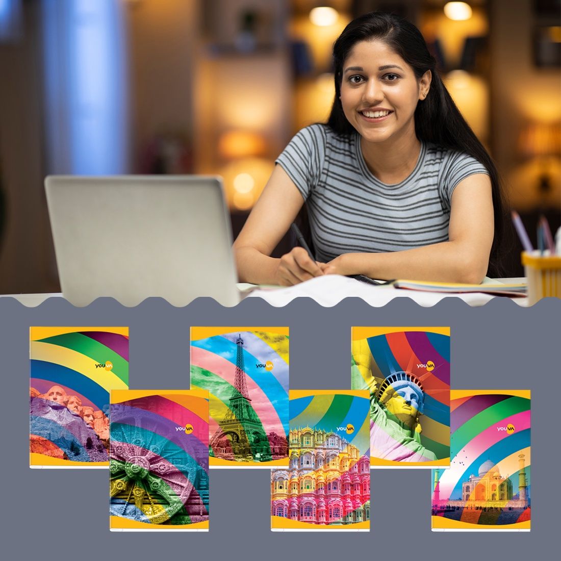 Navneet Youva | Soft Bound Long Book | A4 Size - 21 cm x 29.7 cm | Single Line | 140 Pages | Assorted
