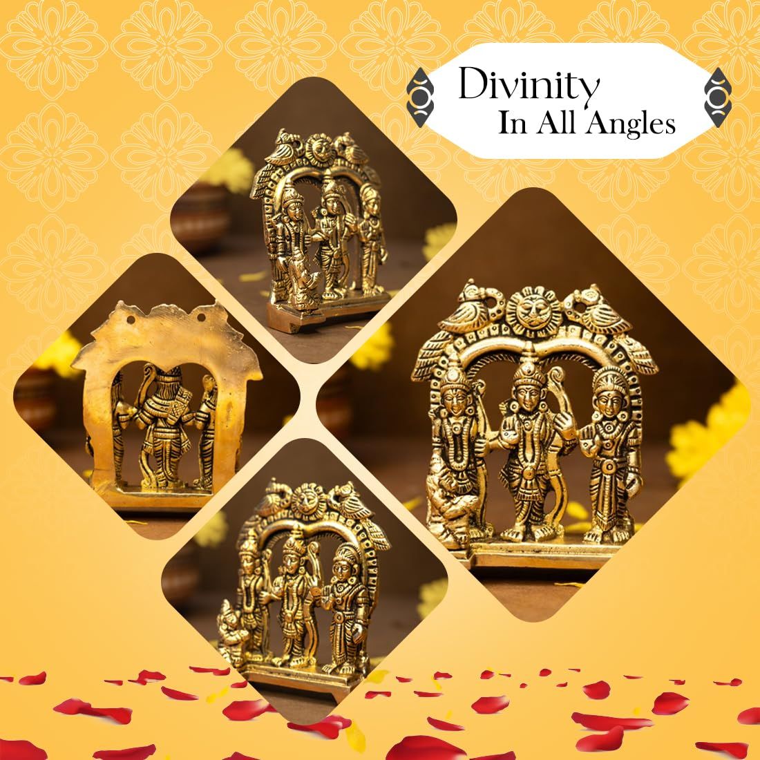 Ekhasa Pure Brass Ram Darbar Murti | Size: 8.4 cm | Ram Darbar Statue For Home Decor
