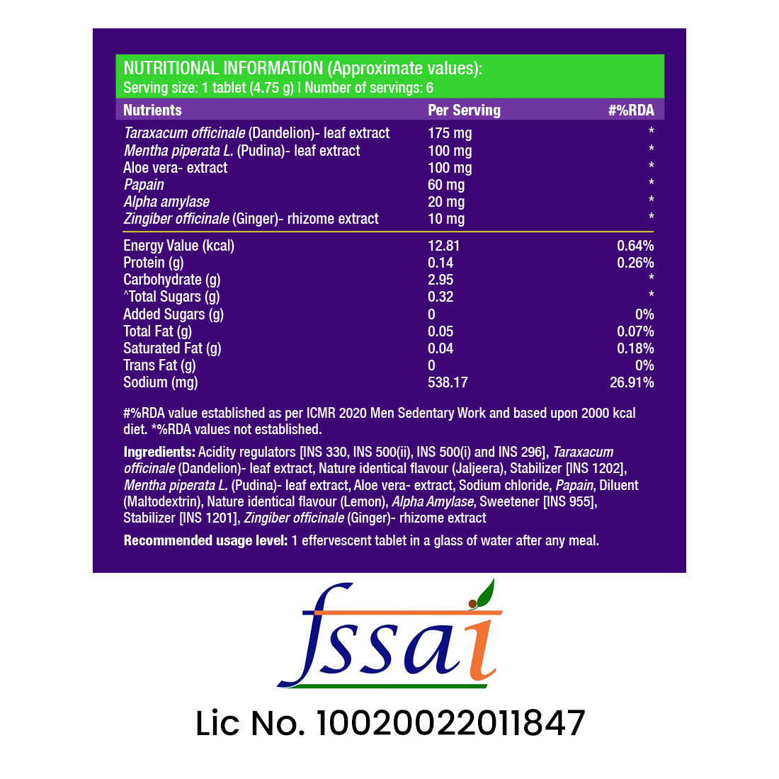 Fast&Up Gas Gone Indigestion And Acidity Relief - Jal Jeera