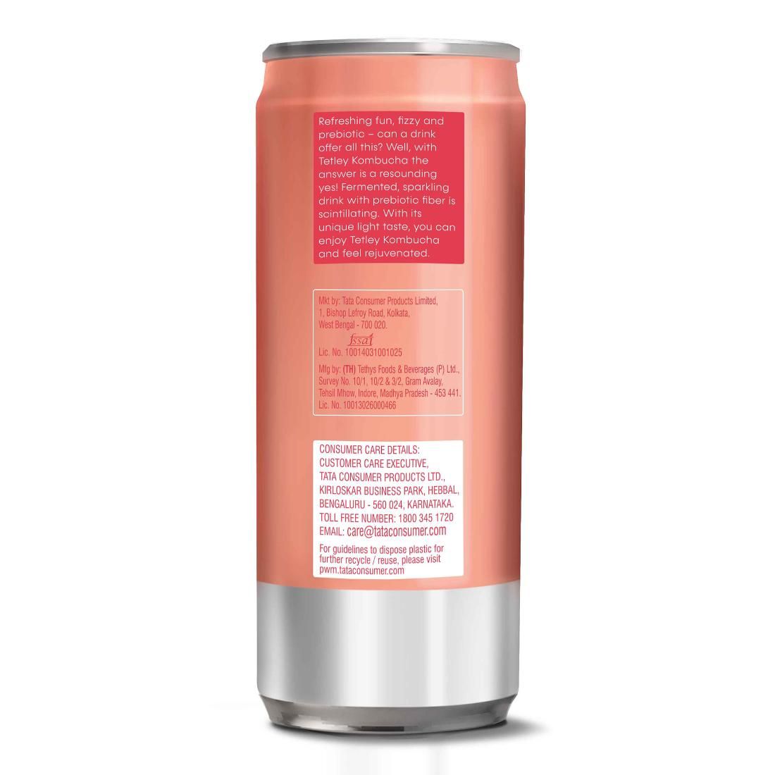 Tetley Kombucha Peach Fermented Water Drink With Prebiotic Fibre & No Artificial Flavour 250 ml  X 2 Combo