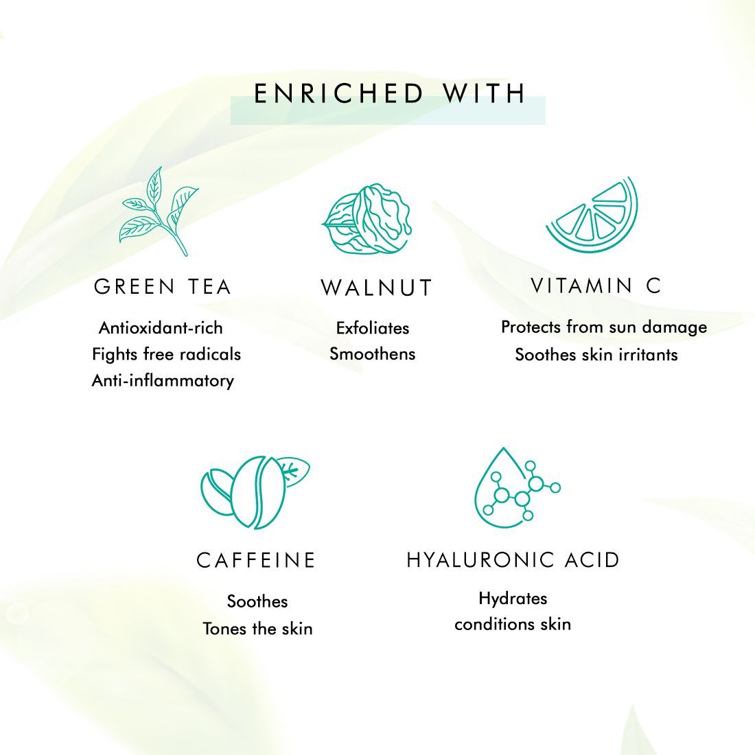 mCaffeine Green Tea Face Scrub with Vitamin C - Exfoliates Gently