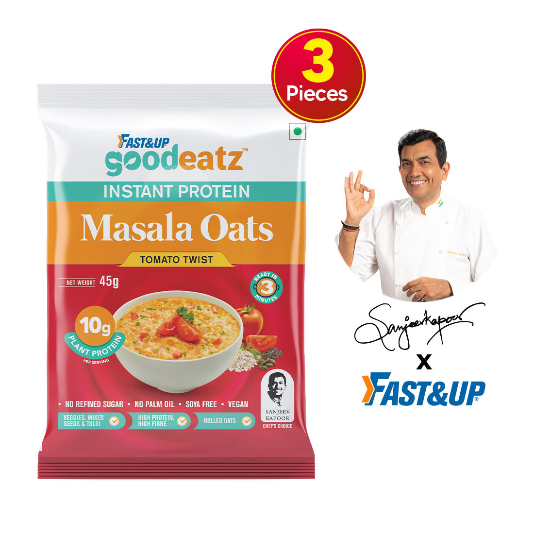 GoodEatz High Protein Oats - Tomato Twist - 3 Packs