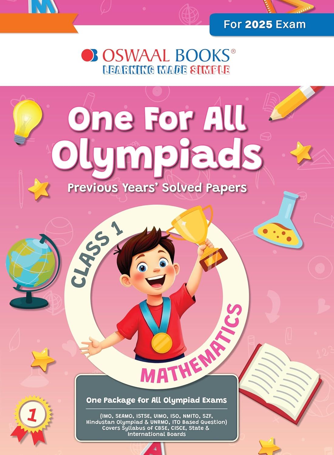 Oswaal One For All Olympiads Previous Year Solved Papers Class 1 Mathematics For 2025 Exam