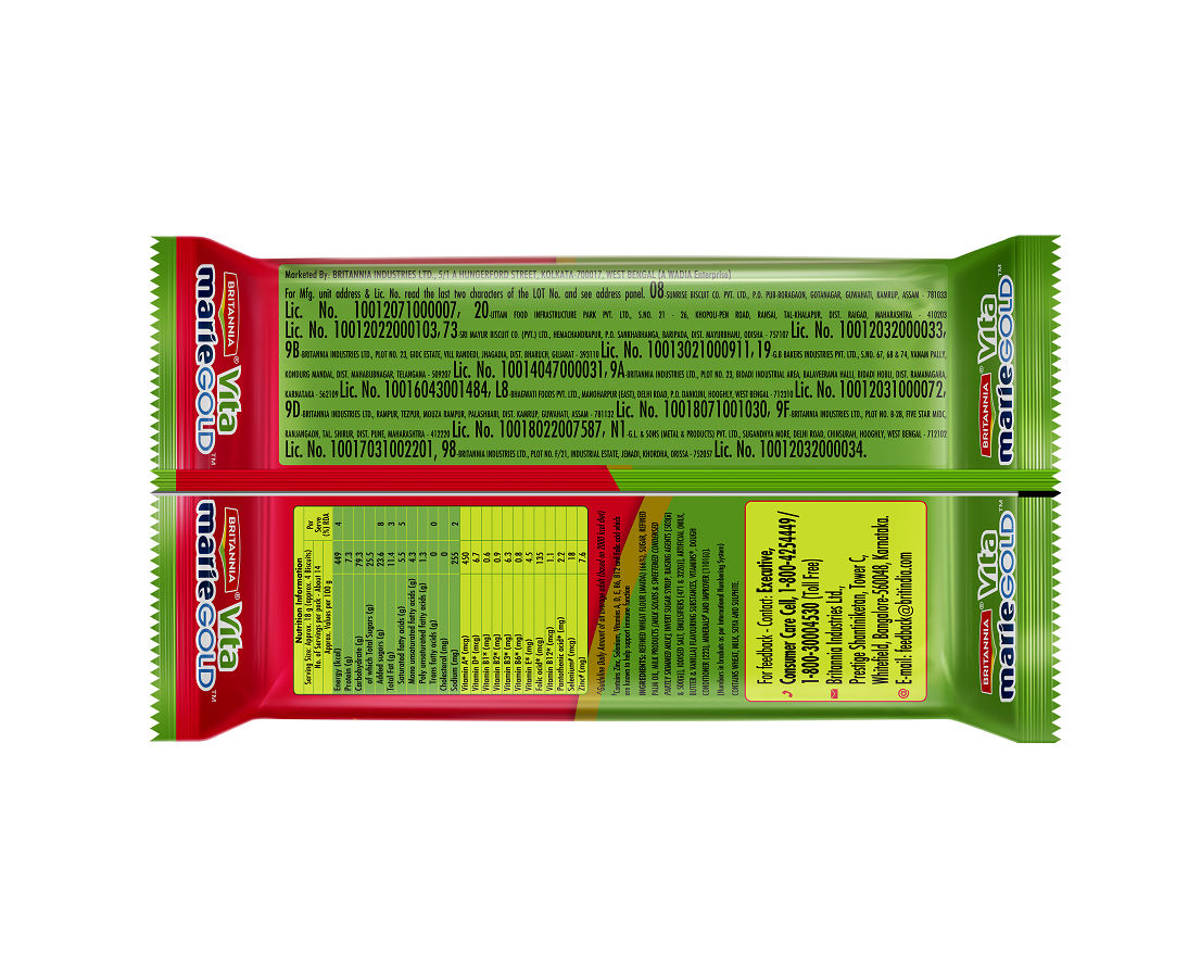 Britannia Vita Marie Gold Biscuits, Zero Transfat, Vitamin Enriched Biscuits 248 gms Combo
