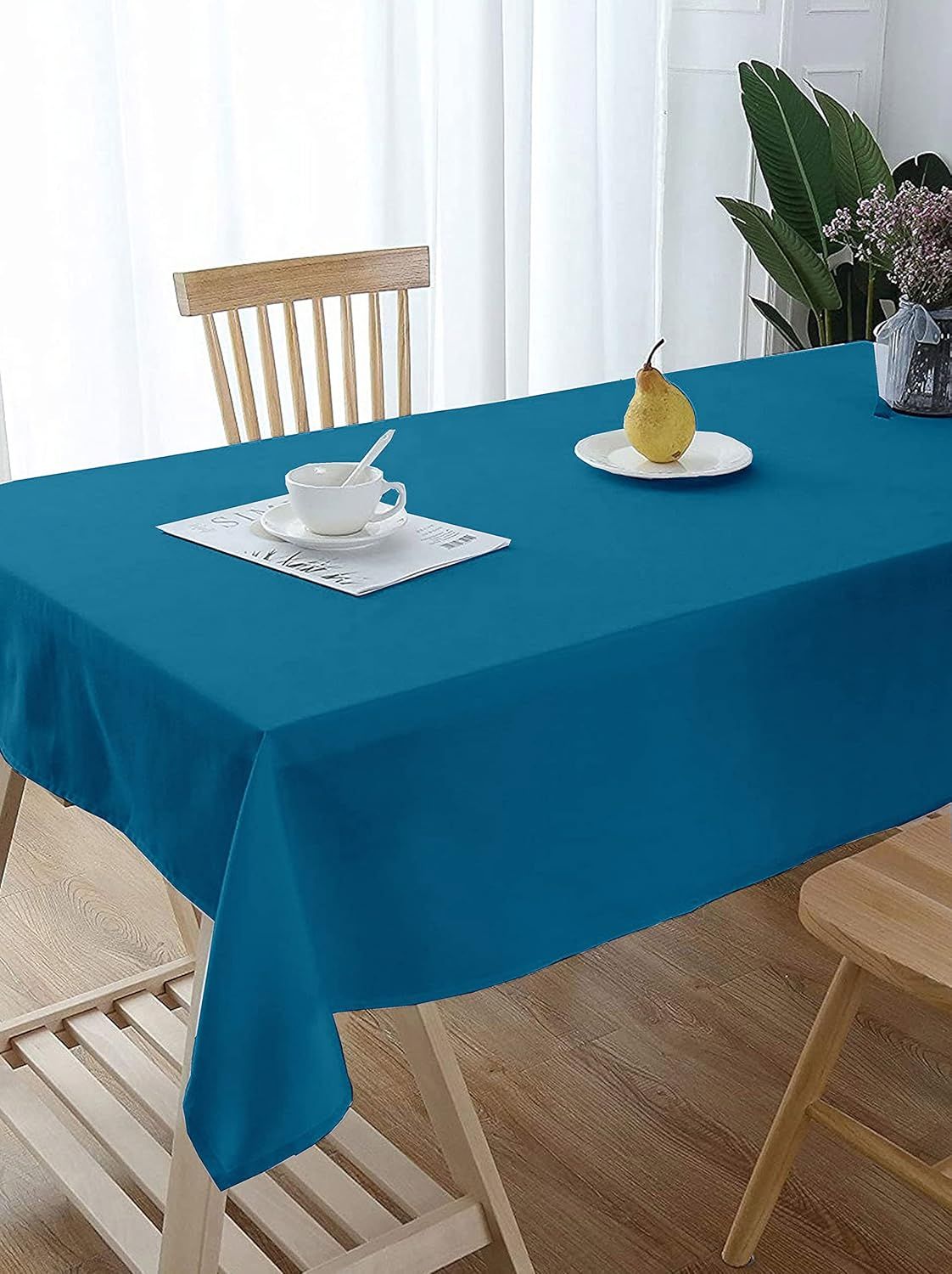 Lushomes Center Table Cover - Teal Blue | Classic Plain | 36 x 60 inch