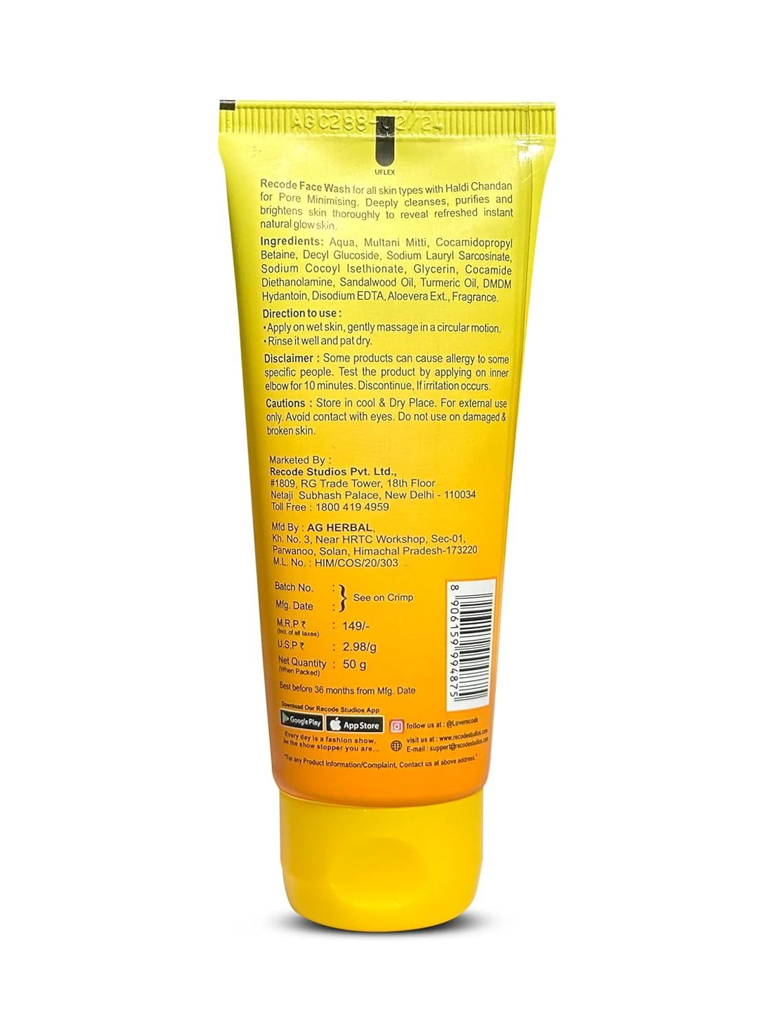 Recode Haldi Chandan Face Wash with Glycerin Extract