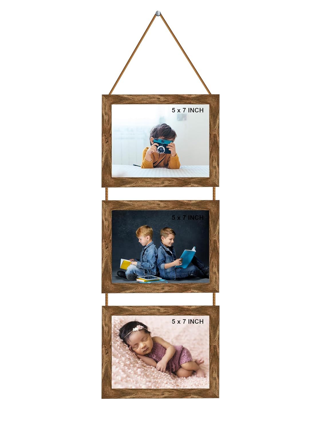 Indianara 3in1 Hanging Photo Frame with Plexiglass - Three slots for 3 Photos of 5 x 7 each WNT